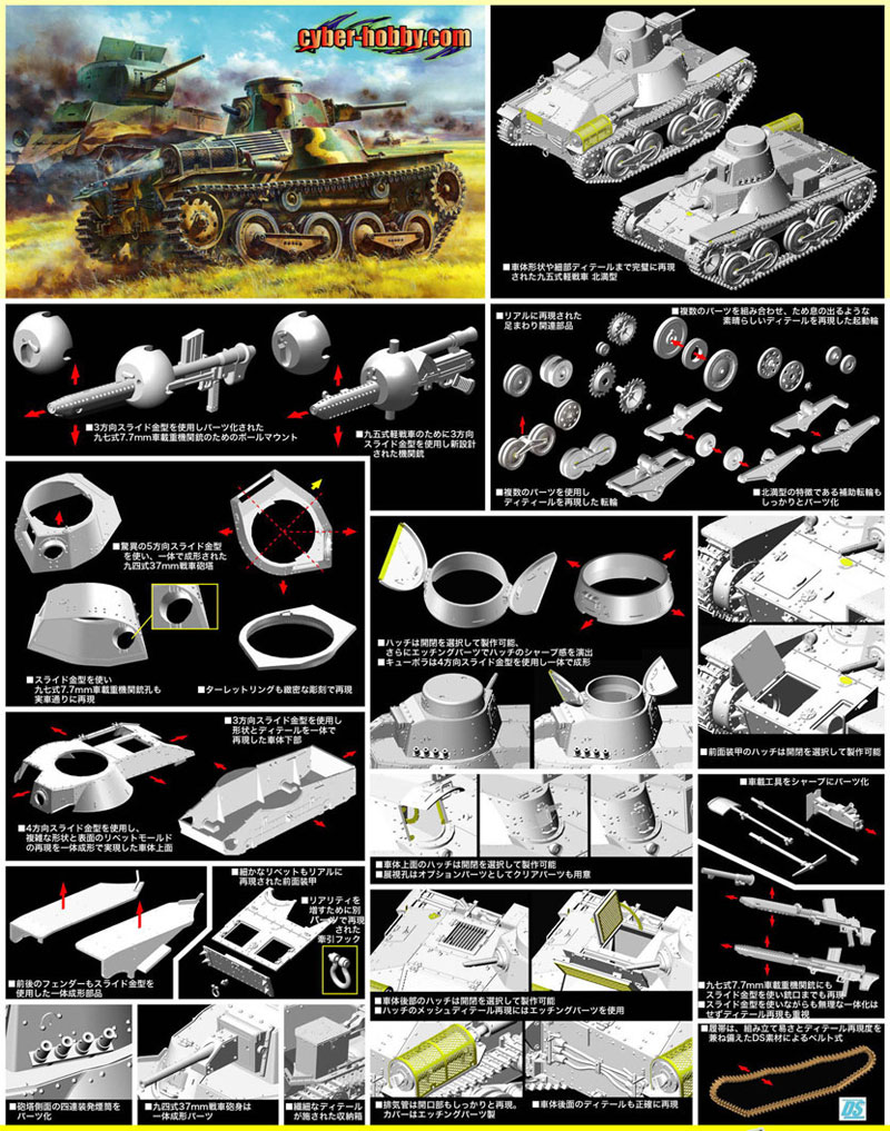 日本帝国陸軍 九五式軽戦車 ハ号 北満型 アルミ製砲身付属 プラモデル (サイバーホビー 1/35 AFV シリーズ （'39～'45 シリーズ） No.SP-095) 商品画像_3