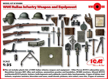 イタリア歩兵 ウェポン & 装備セット プラモデル (ICM 1/35 ミリタリービークル・フィギュア No.35686) 商品画像