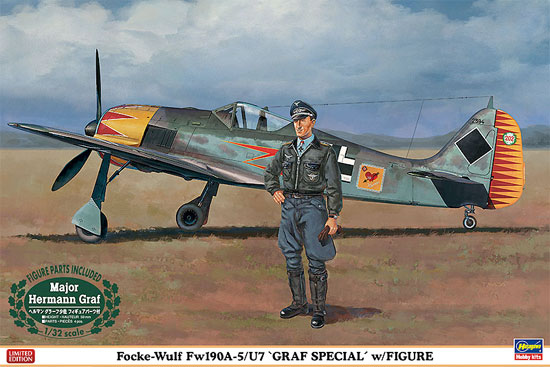 フォッケウルフ Fw190A-5/U7 グラーフスペシャル w/ フィギュア プラモデル (ハセガワ 1/32 飛行機 限定生産 No.08241) 商品画像