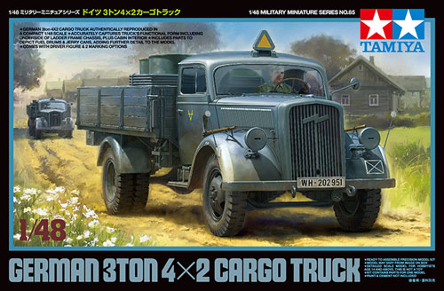 ドイツ 3t 4×2 カーゴトラック プラモデル (タミヤ 1/48 ミリタリーミニチュアシリーズ No.085) 商品画像