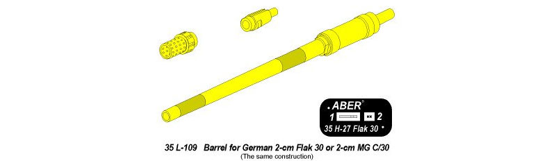 ドイツ 2cm Flak30 / 2cm MG C/30 対空砲 砲身 メタル (アベール 1/35 AFV用 砲身パーツ No.35L-109) 商品画像_1