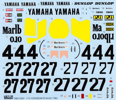 ヤマハ YZR500 (OW70) #4 /#27 1983 デカール (タブデザイン 1/12 デカール No.TABU-12081) 商品画像