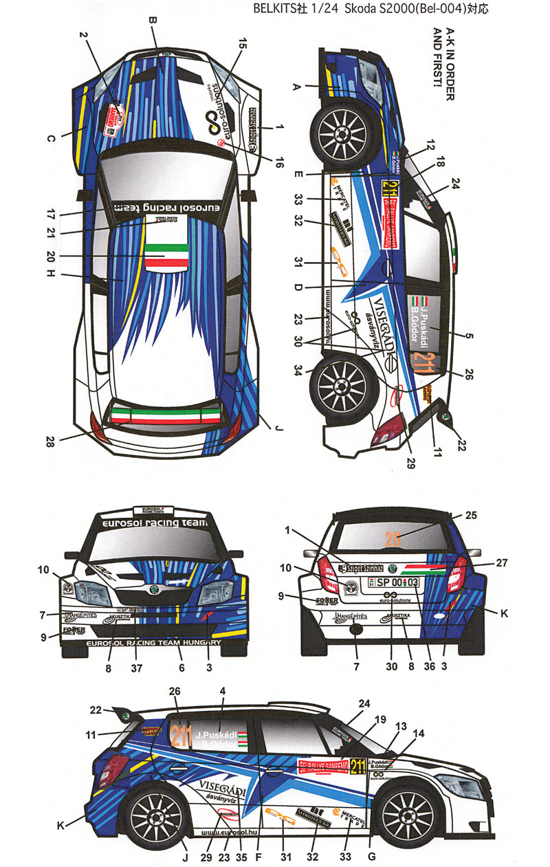 シュコダ　S2000 #211 ラリー サンレモ 2014 デカール (スタジオ27 ラリーカー オリジナルデカール No.DC1087) 商品画像_1