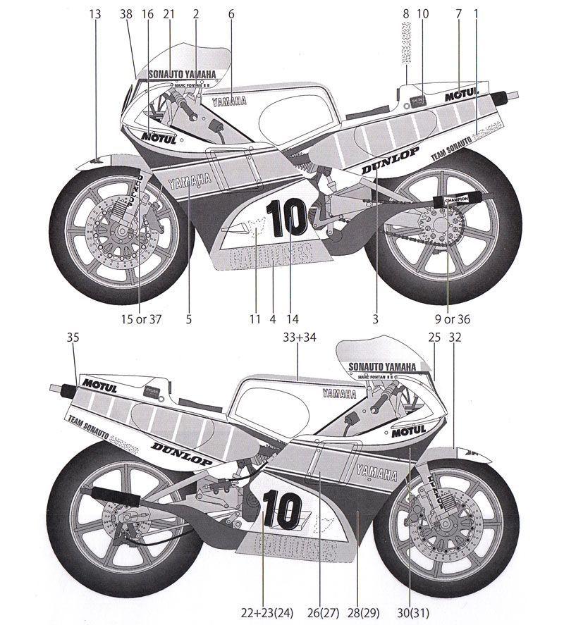 ヤマハ YZR500 (OW70) #10 1983 デカール (タブデザイン 1/12 デカール No.TABU-12082) 商品画像_1