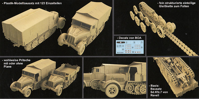 ドイツ Sd.Kfz.7 8トンハーフトラック 後期生産型 幌付 プラモデル (マコ 1/72 AFVキット No.7218) 商品画像_1