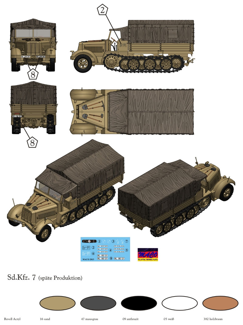 ドイツ Sd.Kfz.7 8トンハーフトラック 後期生産型 幌付 プラモデル (マコ 1/72 AFVキット No.7218) 商品画像_2