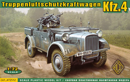 ドイツ Kfz.4 ストゥーバー 軽四輪駆動車 対空機銃搭載型 プラモデル (エース 1/72 ミリタリー No.72512) 商品画像
