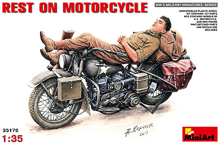 REST ON MOTORCYCLE プラモデル (ミニアート 1/35 WW2 ミリタリーミニチュア No.35176) 商品画像