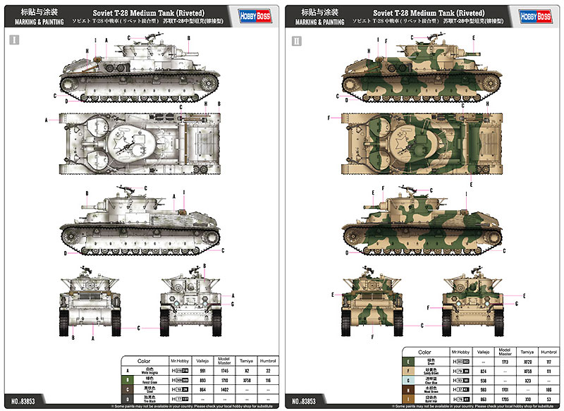 ソビエト T-28 中戦車 (リベット接合型) プラモデル (ホビーボス 1/35 ファイティングビークル シリーズ No.83853) 商品画像_1