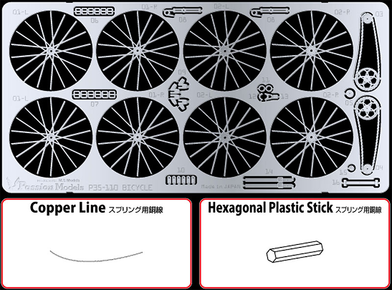 ドイツ軍 軍用自転車用 スポーク エッチングセット エッチング (パッションモデルズ 1/35 AFVアクセサリー No.P35-111) 商品画像_1
