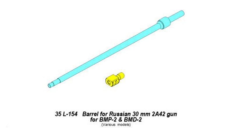 ロシア 30mm 2A42機関砲 砲身 (BMP-2/BMD-2用) メタル (アベール 1/35 AFV用 砲身パーツ No.35L-154) 商品画像_1