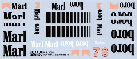 マクラーレン MP4/2 1984 オプション デカール (タブデザイン 1/20 デカール No.TABU-20141) 商品画像