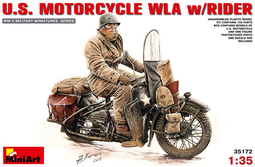 アメリカ モーターサイクル WLA w/ライダー プラモデル (ミニアート 1/35 WW2 ミリタリーミニチュア No.35172) 商品画像