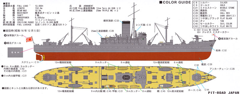 日本海軍 給糧艦 伊良湖 就役時 プラモデル (ピットロード 1/700 スカイウェーブ W シリーズ No.W178) 商品画像_1