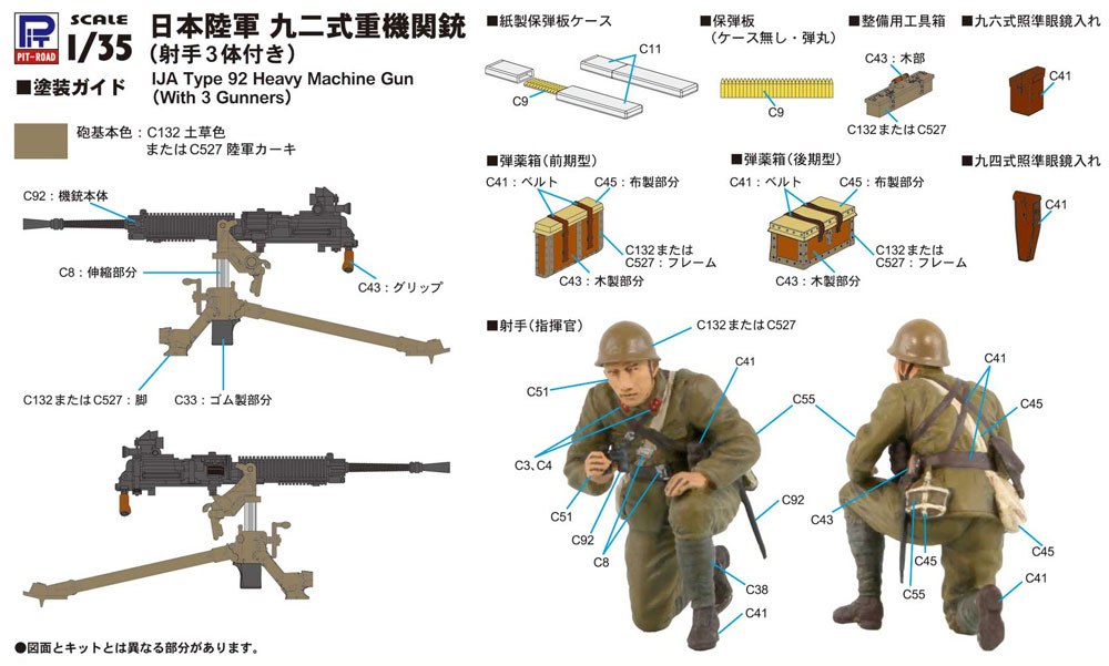 日本陸軍 九二式重機関銃 (射手3体付き) プラモデル (ピットロード 1/35 グランドアーマーシリーズ No.G039) 商品画像_1