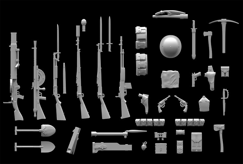 WW1 アメリカ歩兵 ウエポン & 装備 プラモデル (ICM 1/35 ミリタリービークル・フィギュア No.35688) 商品画像_2