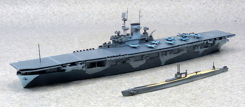 米国海軍 航空母艦 ワスプ & 日本海軍 潜水艦 伊19 プラモデル (アオシマ 1/700 ウォーターラインシリーズ No.010303) 商品画像_1