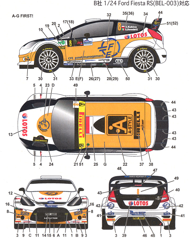 フォード フィエスタ WRC #8 モンツァ ラリーショー 2014 デカール (スタジオ27 ラリーカー オリジナルデカール No.DC1104) 商品画像_2