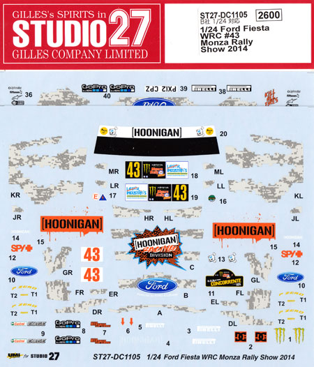 フォード フィエスタ WRC #43 モンツァ ラリーショー 2014 デカール (スタジオ27 ラリーカー オリジナルデカール No.DC1105) 商品画像