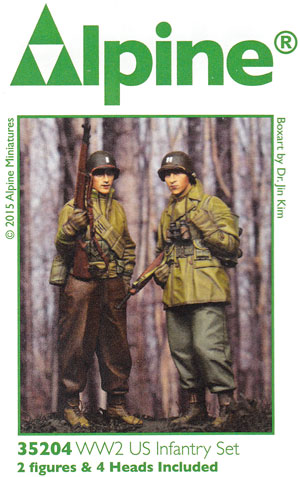 WW2 アメリカ軍 歩兵 防寒着セット (2体セット) レジン (アルパイン 1/35 フィギュア No.AM35204) 商品画像
