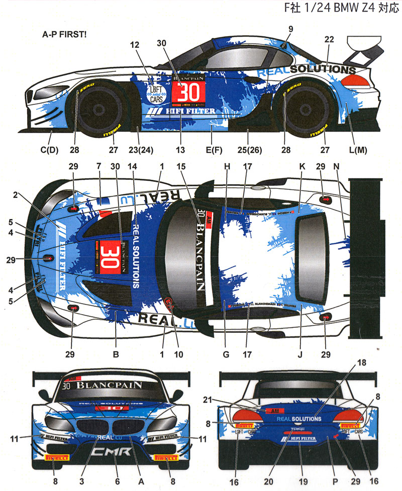 BMW Z4 クラシック&モダン レーシング / Groundhog #30 モンツァ 2015 デカール (スタジオ27 ツーリングカー/GTカー オリジナルデカール No.DC1111) 商品画像_2