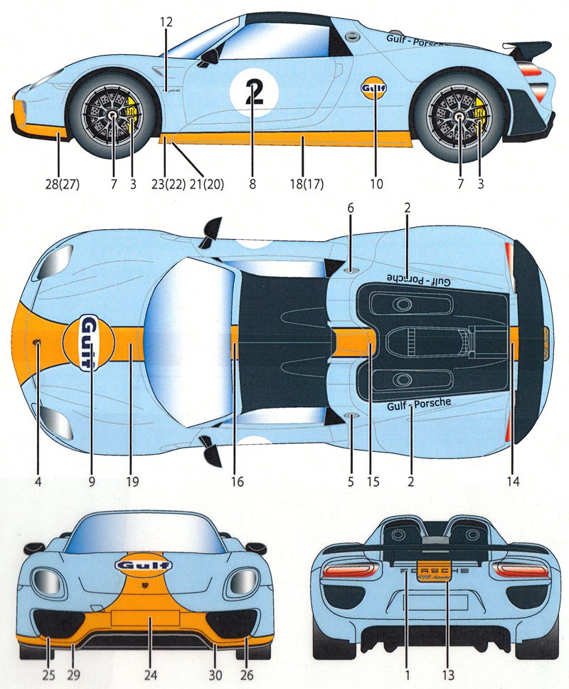 ポルシェ 918 ガルフ ドレスアップデカール デカール (スタジオ27 ツーリングカー/GTカー オリジナルデカール No.DC1116) 商品画像_1