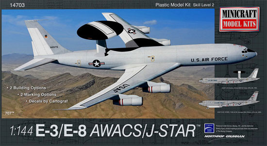 アメリカ空軍 E-3/E-8 AWACS/ジョイントスターズ プラモデル (ミニクラフト 1/144 軍用機プラスチックモデルキット No.14703) 商品画像