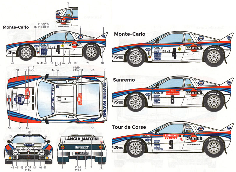 ランチア 037 ラリー マルティーニ モンテカルロ/ ツール・ド・コルス / サンレモ 1983 デカール (スタジオ27 ラリーカー オリジナルデカール No.DC1119) 商品画像_2