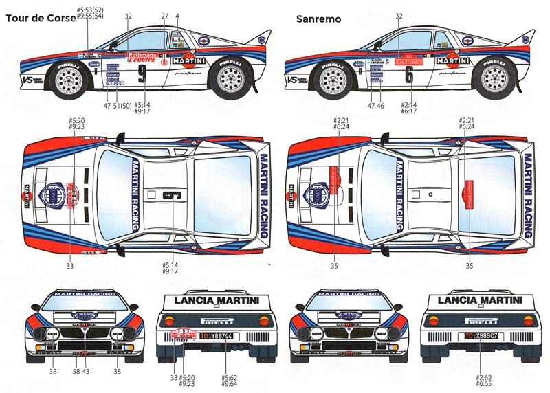 ラリーカー オリジナルデカール ランチア 037 ラリー マルティーニ モンテカルロ/ ツール・ド・コルス / サンレモ 1983 スタジオ