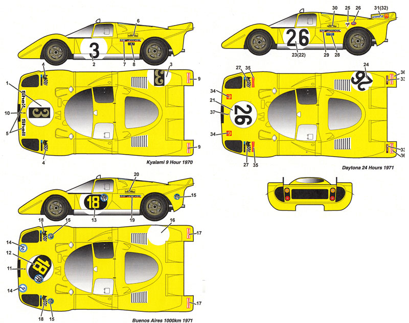 フェラーリ 512S Ecuria Francorchamps #3/#18/#26 1970/1971 デカール (スタジオ27 ツーリングカー/GTカー オリジナルデカール No.DC1124) 商品画像_2