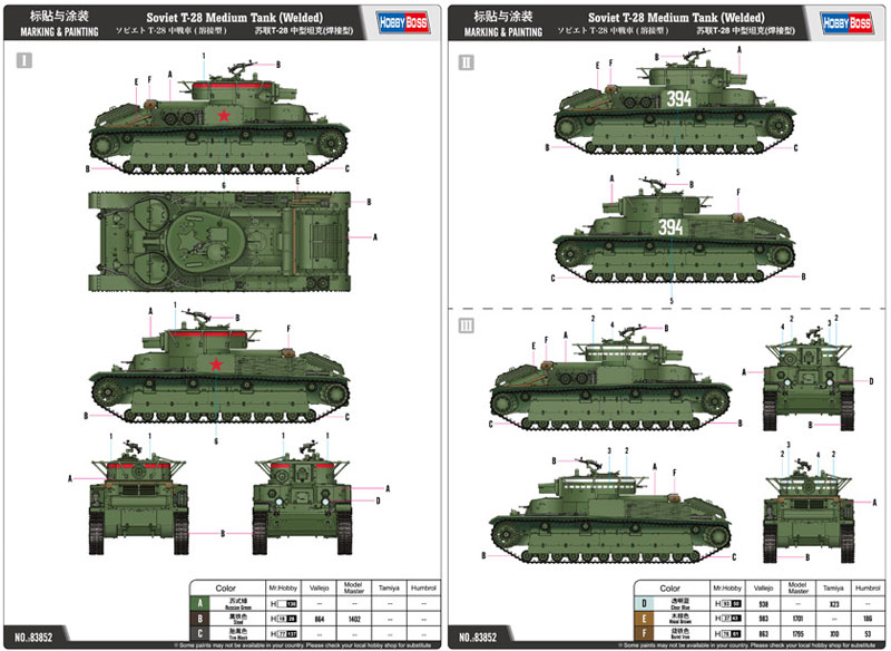 ソビエト T-28 中戦車 (溶接型) プラモデル (ホビーボス 1/35 ファイティングビークル シリーズ No.83852) 商品画像_1