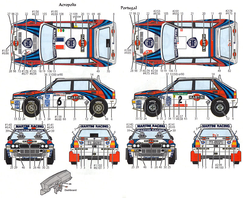 ランチア スーパーデルタ マルティーニ #2#4 ポルトガル/#1#6 アクロポリス/#1#3 1000湖/#1#5 サファリ 1992 デカール (スタジオ27 ラリーカー オリジナルデカール No.DC1120) 商品画像_2