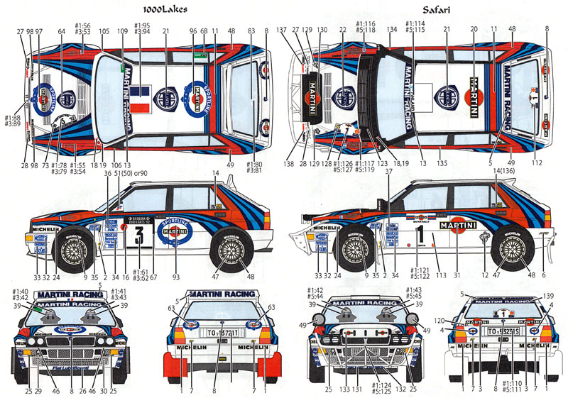 ランチア スーパーデルタ マルティーニ #2#4 ポルトガル/#1#6 アクロポリス/#1#3 1000湖/#1#5 サファリ 1992 デカール (スタジオ27 ラリーカー オリジナルデカール No.DC1120) 商品画像_3