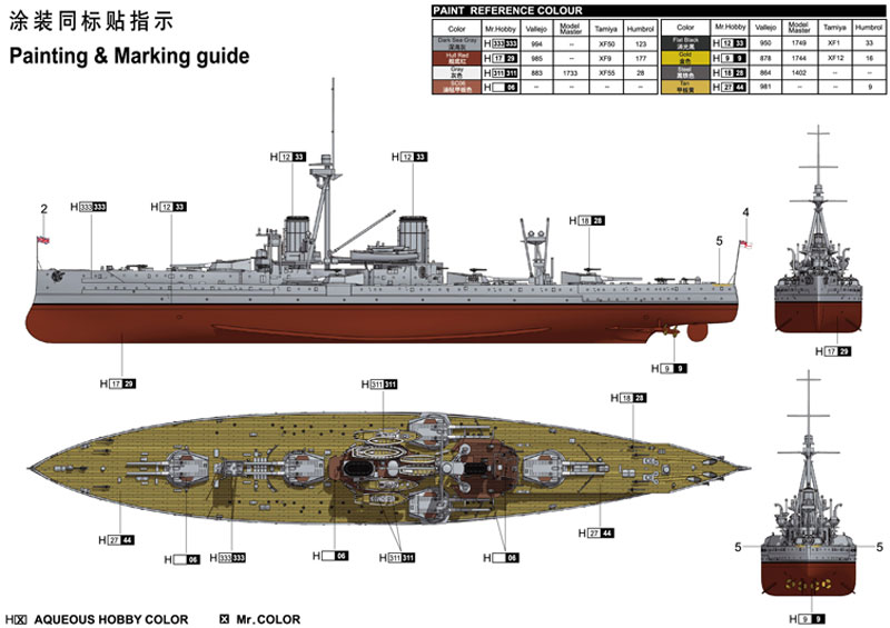 イギリス海軍 戦艦 HMS ドレッドノート 1918 プラモデル (トランペッター 1/700 艦船シリーズ No.06706) 商品画像_1
