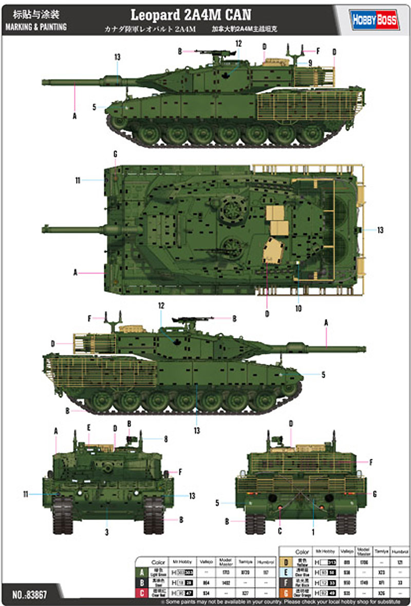 カナダ陸軍 レオパルト 2A4M プラモデル (ホビーボス 1/35 ファイティングビークル シリーズ No.83867) 商品画像_1