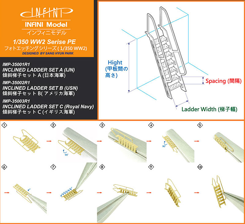 WW2 日本海軍 ラッタルセット エッチング (インフィニモデル 1/350 艦船用エッチングパーツ No.IMP35001R1) 商品画像_3