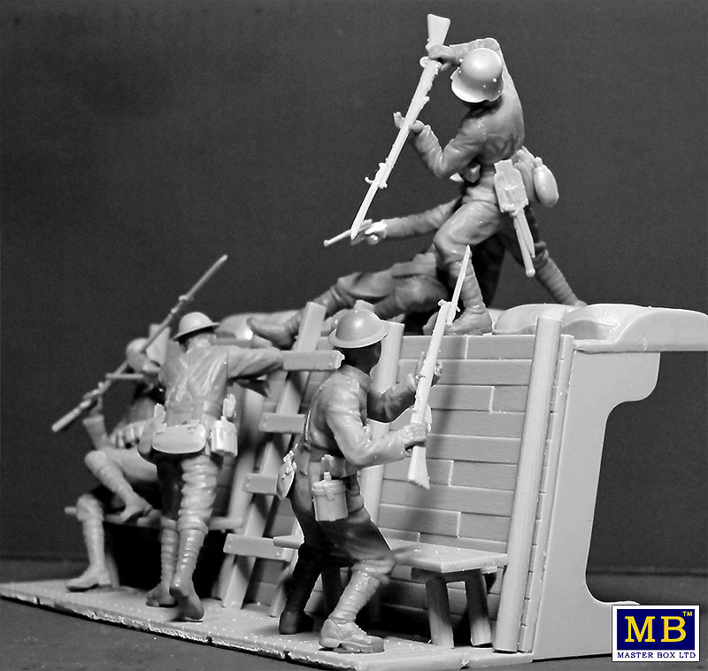 WW1 イギリス・ドイツ歩兵 白兵戦 (塹壕ミニジオラマ付き) プラモデル (マスターボックス 1/35 ミリタリーミニチュア No.MB35116) 商品画像_3