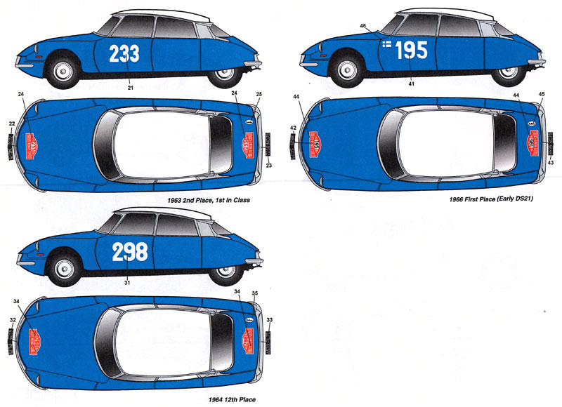 シトロエン DS19 モンテカルロラリー 1959-1966年 #176/#104/#233/#298/#195 デカール デカール (スタジオ27 ラリーカー オリジナルデカール No.DC1135) 商品画像_2