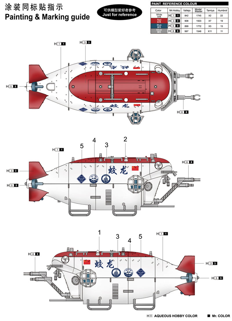 中国 有人深海潜水艇 蚊竜 プラモデル (トランペッター 1/72 潜水艦 No.07303) 商品画像_1