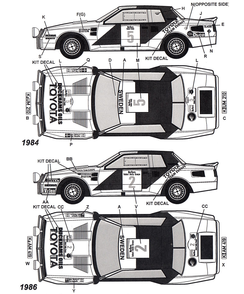 トヨタ セリカ TA64 サファリラリー 1984、1986 オプション デカール (タブデザイン 1/24 デカール No.TABU-24072) 商品画像_1