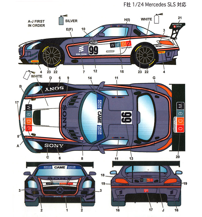 メルセデス SLS Sport&You #99 イタリアGT 2015 デカール (スタジオ27 ツーリングカー/GTカー オリジナルデカール No.DC1142) 商品画像_1