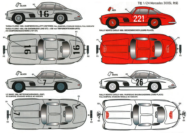 メルセデス 300SL レース&ラリー 1955-1956 デカール (スタジオ27 ツーリングカー/GTカー オリジナルデカール No.DC1144) 商品画像_1