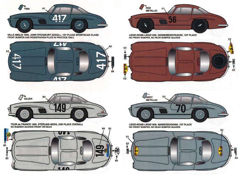 メルセデス 300SL レース&ラリー 1955-1956 デカール (スタジオ27 ツーリングカー/GTカー オリジナルデカール No.DC1144) 商品画像_2