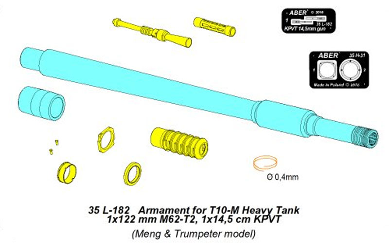 ロシア T-10M 重戦車用 砲身 & 銃身 (モンモデル & トランペッター対応) メタル (アベール 1/35 AFV用 砲身パーツ No.35L-182) 商品画像_4
