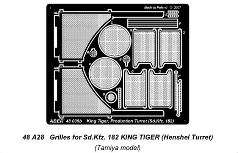 Sd.Kfz.182 キングタイガー ヘンシェル砲塔型 グリル (タミヤ用) エッチング (アベール 1/48 AFV用 エッチングパーツ No.48A028) 商品画像_4