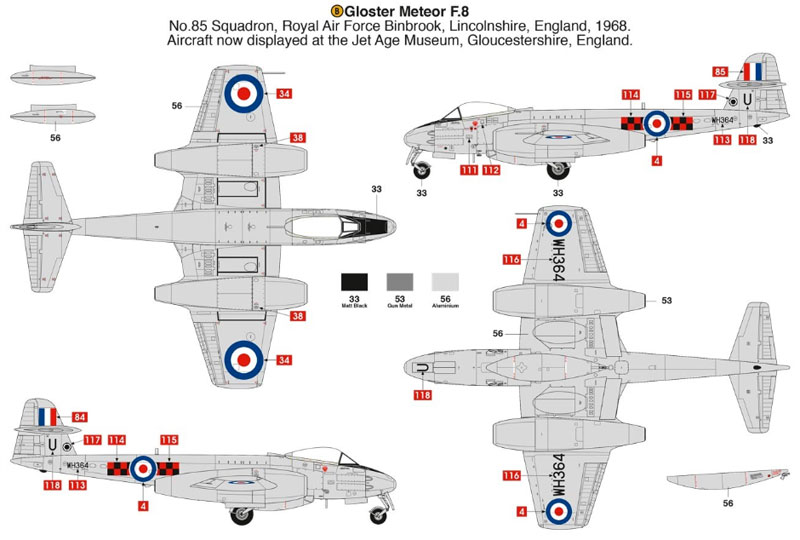 グロスター ミーティア F.8 プラモデル (エアフィックス 1/48 ミリタリーエアクラフト No.A09182) 商品画像_4