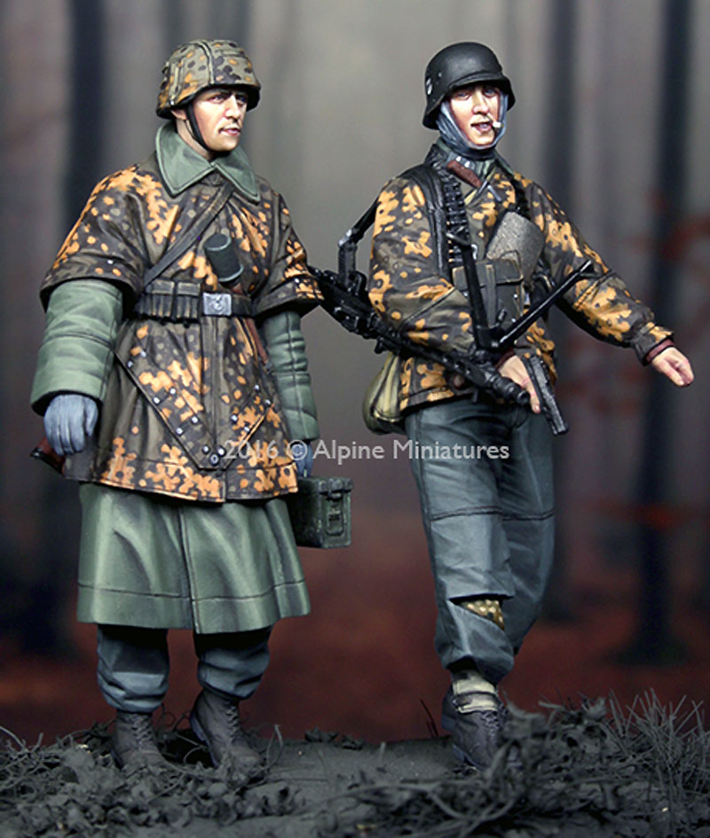 WW2 ドイツ 武装親衛隊 歩兵 ハンセン戦闘団 (バルジの戦い) (2体セット) レジン (アルパイン 1/35 フィギュア No.AM35213) 商品画像_2