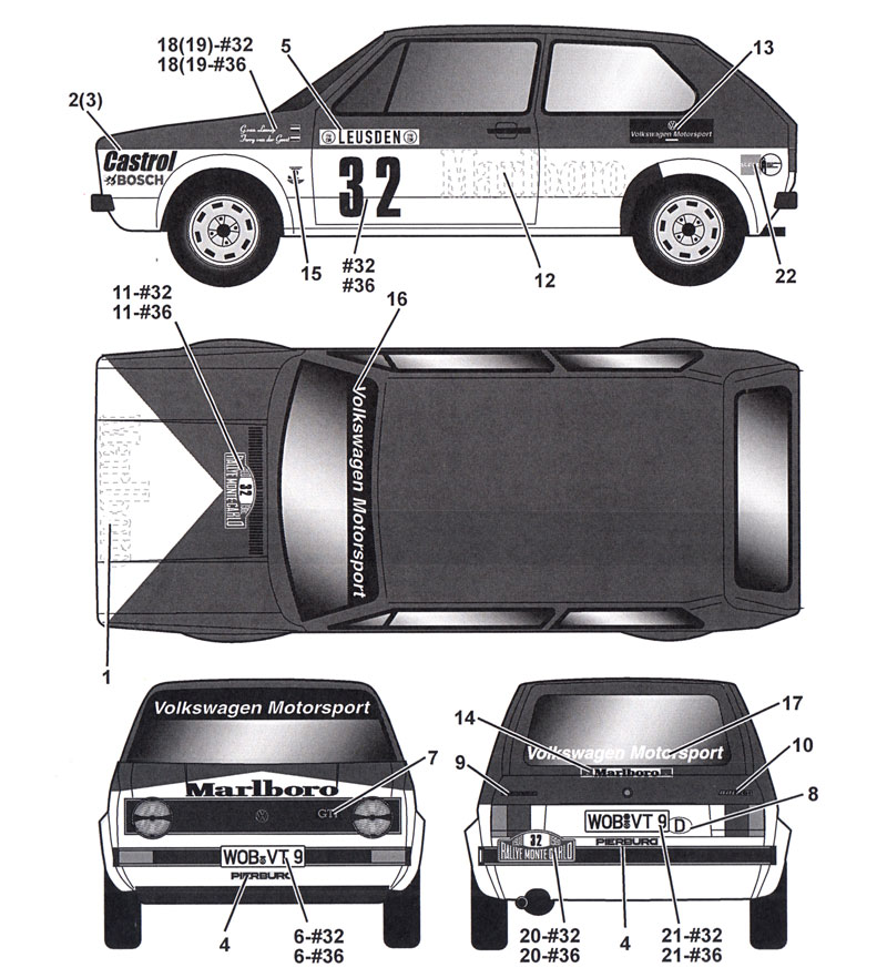 フォルクスワーゲン ゴルフ Gti #32/#36 モンテカルロラリー 1980 デカール デカール (タブデザイン 1/24 デカール No.TABU-24076) 商品画像_2