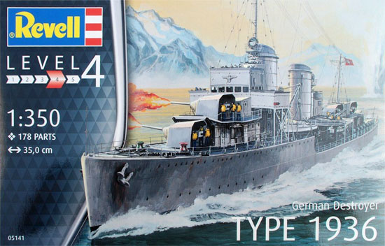 ドイツ駆逐艦 Type1936 プラモデル (レベル 1/350 艦船モデル No.05141) 商品画像