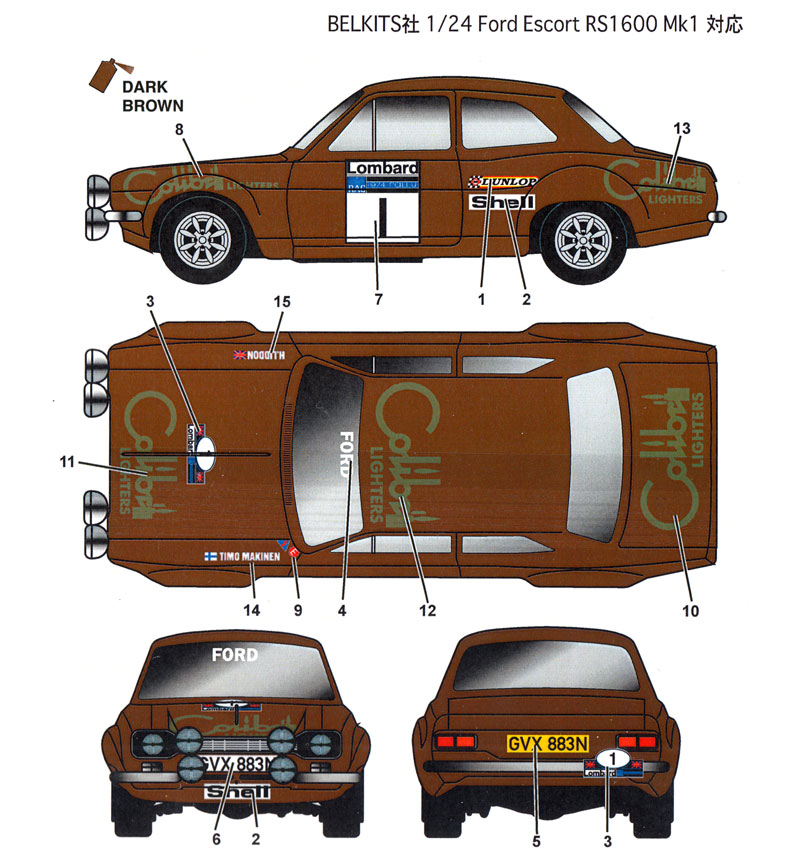 フォード エスコート Mk.1 カリブリ #1 RAC 1974 デカール (スタジオ27 ラリーカー オリジナルデカール No.DC1156) 商品画像_1